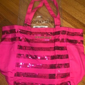 NIB hot pink and sequin tote Victoria’s Secret